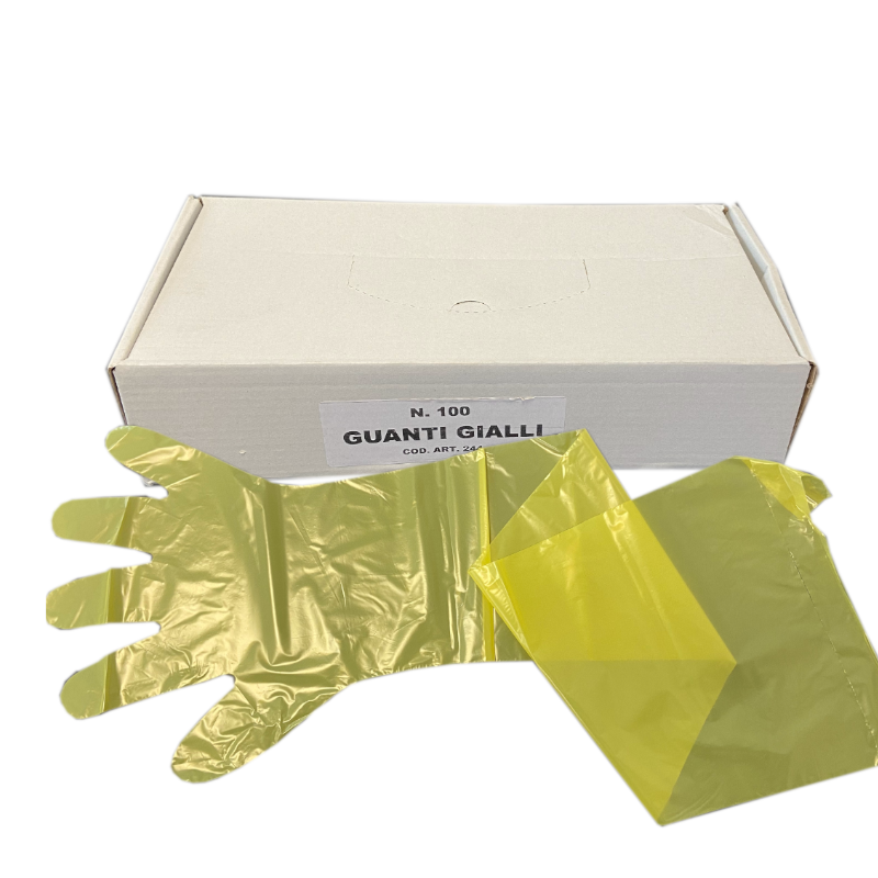 GUANTI ELASTICIZZATI COLORE GIALLO (100 PZ.)